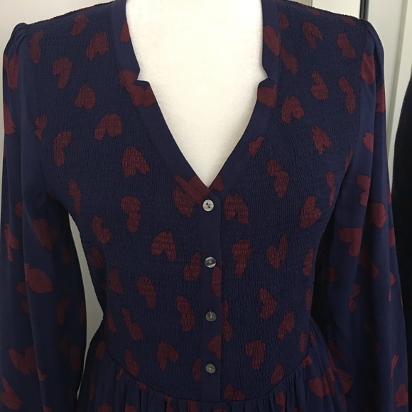 Maeve Anthropologie banet heart blue dress S - Picture 3 of 8